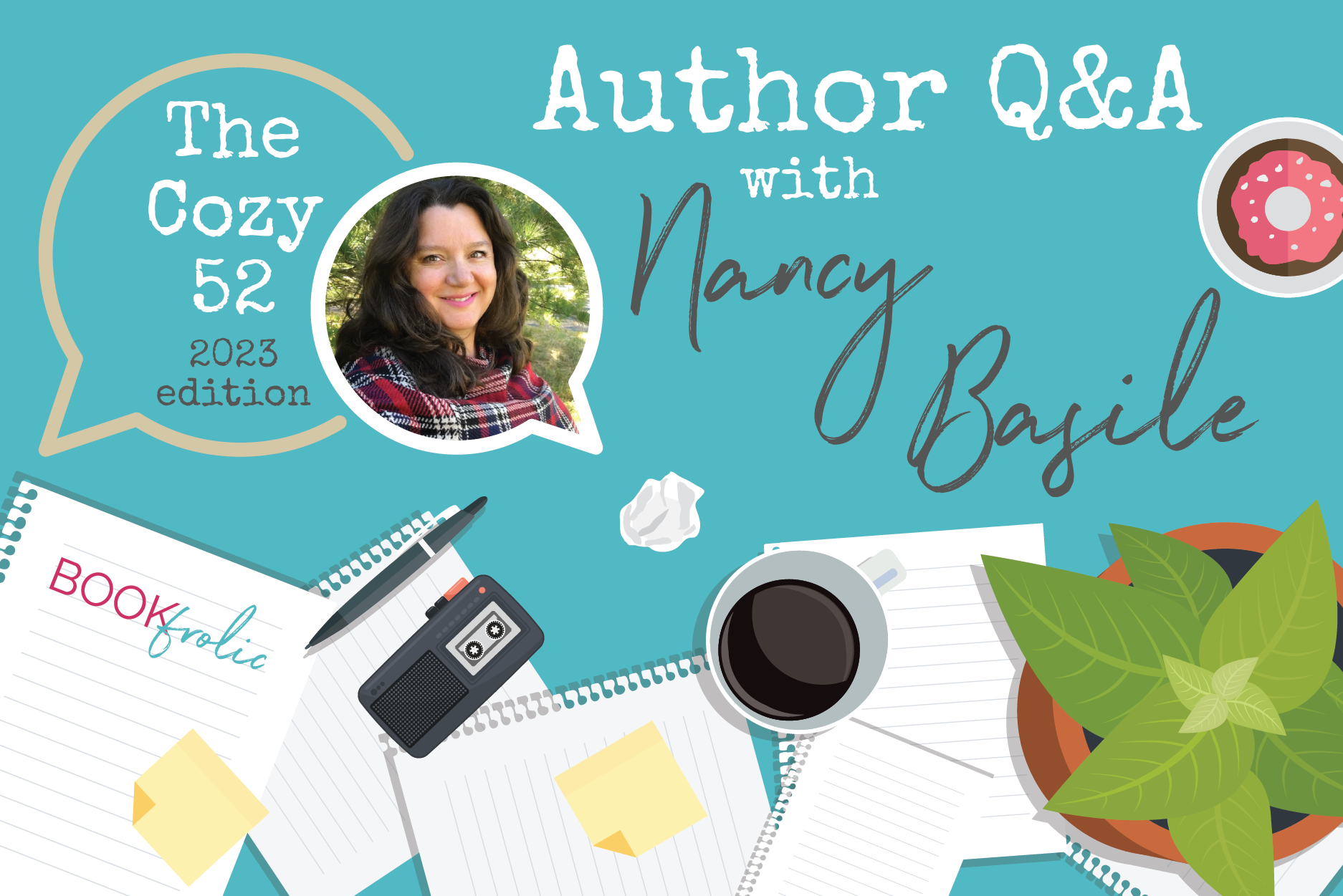 banner for author interview with Nancy Basile