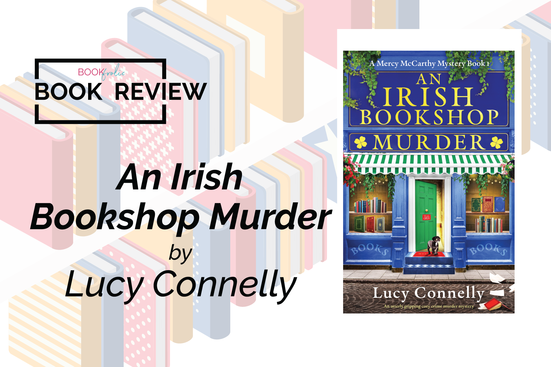 banner for book review of An Irish Bookshop Murder by Lucy Connelly